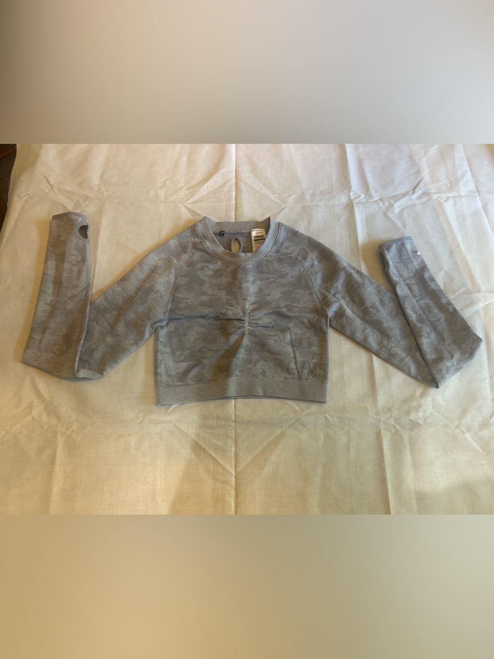 Gymshark CAMO SEAMLESS LONG SLEEVE CROP TOP Lilac Grey